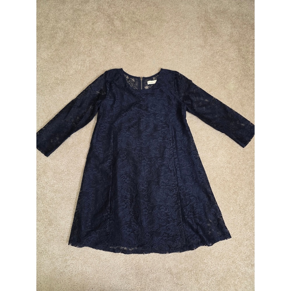 Abercrombie & Fitch Navy Blue Lace Shift Dress Long Sleeve Mini Size S